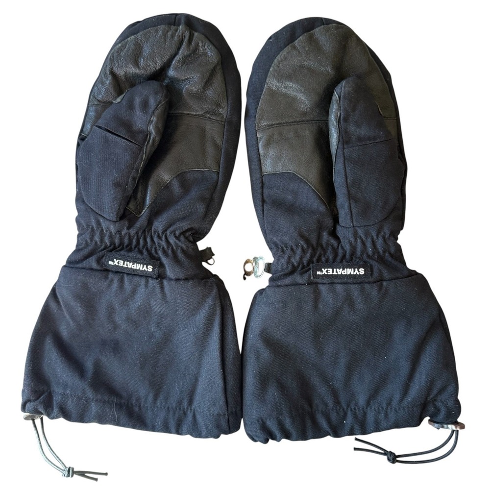 Grandoe GCS Men's Large Leather Palm Mittens Sympatex Black Winter Ski Gloves